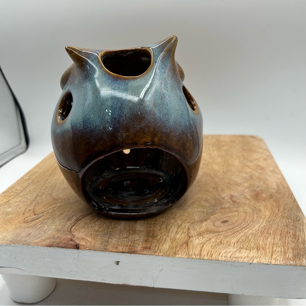 Pier 1 Imports Ceramic Glazed Owl Tealight Votive Candle Holder NWOT - Picture 3 of 5